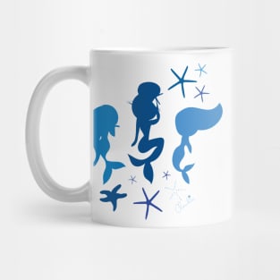 Classic Blue Mermaid Stars Seamless Pattern Print Design Mug